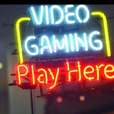 Video Gaming Play Here Neon Sign 19x15 Sport Pub Bar Game Room Wall Decor picture