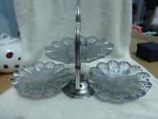 Mid Century Modern Handled Chrome Plated 3 Tiered Folding Pastry Tray picture