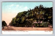 Detroit MI-Michigan, View Of Woodmere Cemetery, Fort St Vintage c1907 Postcard picture