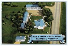 1946 Aerial View Blue White Tourist Court Motel Milwaukee Wisconsin WI Postcard picture