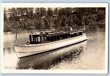 Itasca Lake State Park MN Postcard RPPC Photo Launch On Itasca Lake Boat c1930's picture