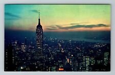 New York City-NY Empire State Building, Night City View Vintage Postcard picture