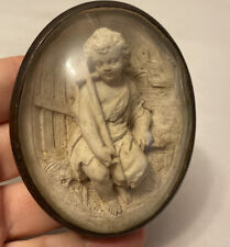 Antique  Victorian Bas Relief Memento Mori Miniature Religious picture