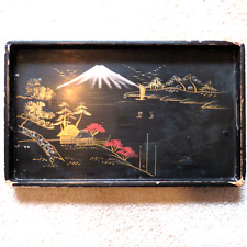 Vintage Lacquered Wood Tray Mount Fugi 17
