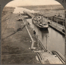 Panama Canal, Sea Level Entrance, Atlantic Ocean. Stereoview Photo picture