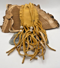 Native American Style Fringed Deerskin Leather Medicine Bag Necklace--1295.24 picture