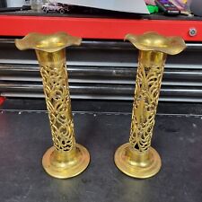 Pair of Antique Gold Plated Flower Vases, No Liners (CU383) chalice co picture