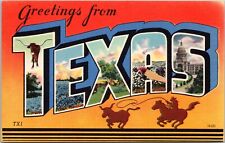 Large Letter Greetings from Texas - Linen Postcard - Colourpicture picture