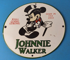 VINTAGE JOHNNIE WALKER PORCELAIN MICKEY MOUSE BEVERAGE SERVICE PUMP PLATE SIGN picture