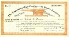 Pneumatic Gun-Carriage and Power Co. - Stock Certificate with Cannon Vignette -  picture