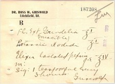 1919 Dr Griswold Prescription Litchfield IL Corner Drug Store Grindelia Extract picture