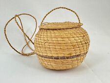 Antique Handmade Brazilian Tribal Hanging Woven Basket Brazil Primitive Tribe picture