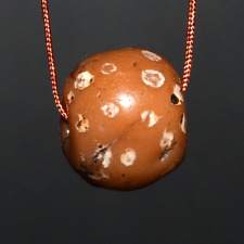 Authentic Ancient Round Etched Carnelian Bead with Rare Dotted Pattern picture