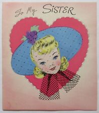 Vtg Sister Card-LOVELY LADY IN NET BONNET picture