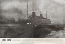Vtg Print Page SS Europa Ocean Liner New York 1945 World War 2 Life Magazine picture