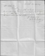 1849 Norwich CT Stampless Letter - Hubbard Paper Mill To Geer Of Hartford CT picture