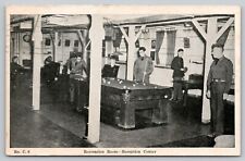 Postcard Recreation Room-Recreation Center Military Men Playing Billiards picture
