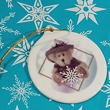 BOYDS BEARS SNOWFLAKE Ornament 2001 Ceramic Round Brown Teddy 3 inch picture