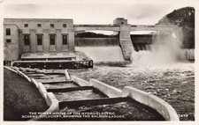 DAMN & POWER HOUSE WITH SALMON LADDER POSTCARD PITLOCHRY SCOTLAND 1920s RPPC picture