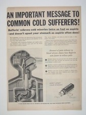 Common Cold Buffering Aspirin No Upset Stomach 1956 Vintage Print Ad picture
