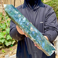 5.35LB Large Natural water grass agate water Obelisk crystal energy column picture