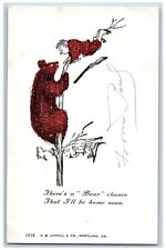 Comic Humor Postcard Hunter There's A Bear Chance That I'll Be Home Soon 1906 picture