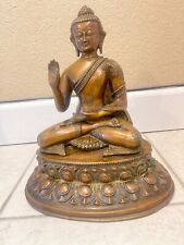 Brass Buddha Statue Antique Buddha Idol Sitting India heavy 14 pounds 16 inches picture
