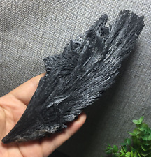 265g Plating black tourmaline uncut quartz crystal mineral specimen tibetany A92 picture