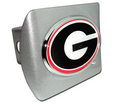 georgia logo colored metal brushed chrome trailer hitch cover made in usa picture