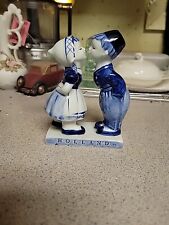 Vintage Holland Blue & White Delft Hand Painted Dutch Boy & Girl Figurine. picture