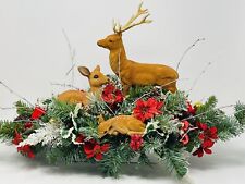 Vintage Kitschy Large 1970s Plastic Flocked Deer Christmas Centerpiece picture