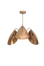 3-Light Curved Shades Pendant Mid-Century Raw Brass Sputnik Chandelier Fixture picture