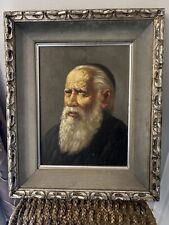 ANTIQUE OLD MASTER THE BLIND RABBI PORTRAIT OIL PAINTING SIGNED picture
