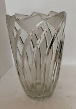 Vase Vintage Frosted Crystal Glass Swirl Frosted Tips 9” 4.3lb picture