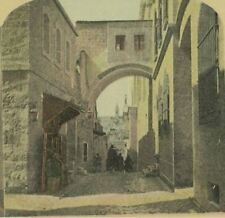 1920s Palestine Jerusalem Ecce Homo Arch Via Dolorosa Color Stereoview 10-38 picture