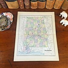 Original 1882 Antique Map ALABAMA Birmingham Gadsden Madison Florence Bessemer picture