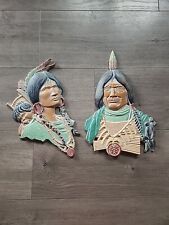 VINTAGE 1970’s METAL NATIVE AMERICAN INDIAN WALL ART SET BY SEXTON c8*  picture