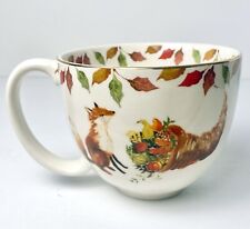 ANTHROPOLOGIE Inslee Fariss FOX Mug AUTUMN BOUNTY Coffee Tea Cup XL Fall Leaves picture