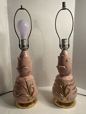 *Fabulous* pair of atomic era, Pink and gold ceramic, MCM lamps (pair) picture