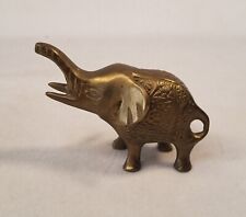 Vintage Solid Brass Elephant Mini Lucky Raised Trunk Figurine Paperweight 3.5