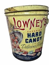 LOWNEY’S Superior HARD CANDY Tin Advertising Bucket EMPTY Collectible Tin Decor picture