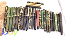 VINTAGE Fountain pen lot of 27 MANY BRANDS ALL MISSING TIPS AS FOUND FOR PARTS picture