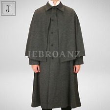 Brand New Inverness/ Ulster OverCoat Men's Cape Dark Gray Wool Cape Trench Coat picture