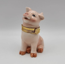 Westland Giftware 1999 Pink Sitting Pig Hinged Porcelain Trinket Box picture