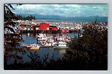 Ilwaco WA-Washington, Aerial Port Basin, Antique, Vintage Postcard picture