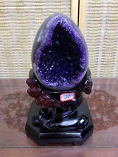 5.5LB High quality Natural Amethyst geode quartz crystal Dinosaur egg heal+stand picture