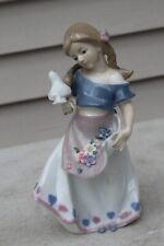 RARE Lladro Girl with Dove Bird Figurine Playing with Dove Flowers 8