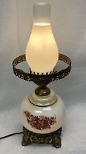 Vintage Accurate Casting Lamp 3 Way -Floral Glass Hurricane  19