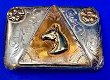 Horse Head - Artisan Silver & Gold Color? Vintage Quality Engraved Belt Buckle picture