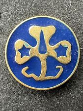 Vintage 1960's Girl Scout Blue & Goldtone World Trefoil Pin Clover & Star Design picture